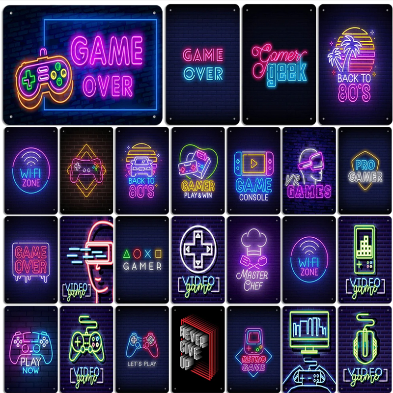 Esports Gaming Room - Neon Video Game Metal Tin Signs