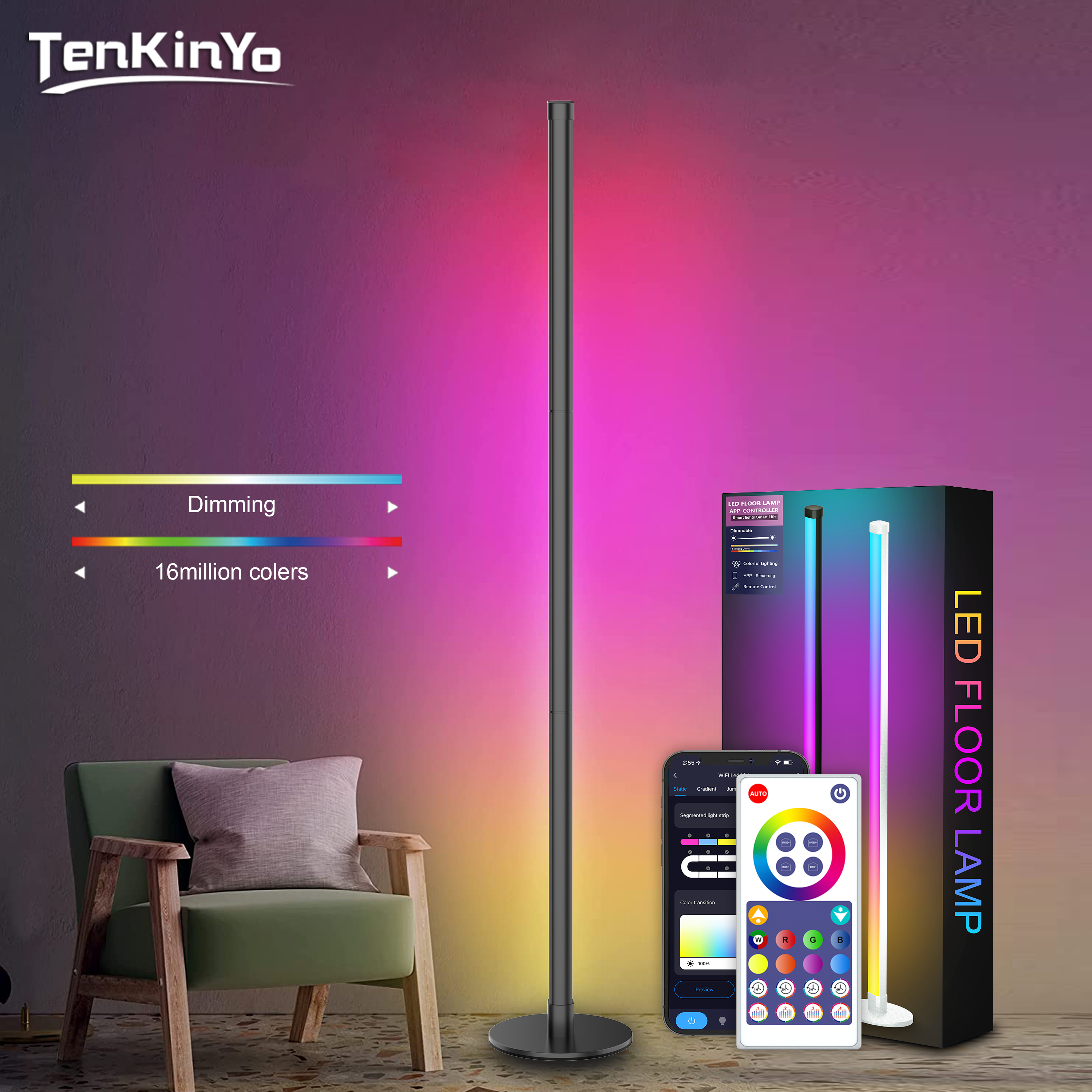 RGBIC Corner Floor Lamp  Smart - مراجعة Esports Gaming Room وسعره