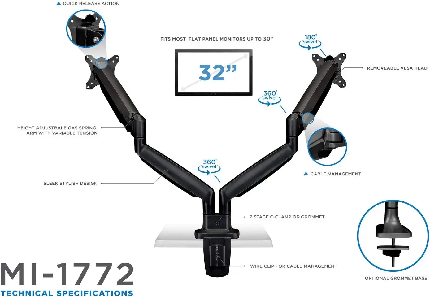 Dual Monitor Arm Mount | Desk  - مراجعة Dual Monitor Stand وسعره