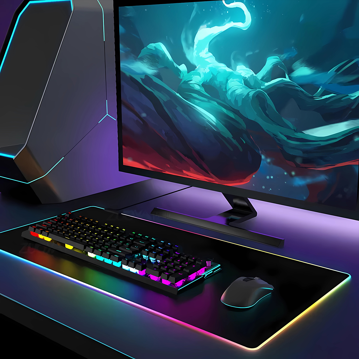 RGB HD Plaid Pattern Mousepad  - مراجعة Esports Gaming Cabinet وسعره
